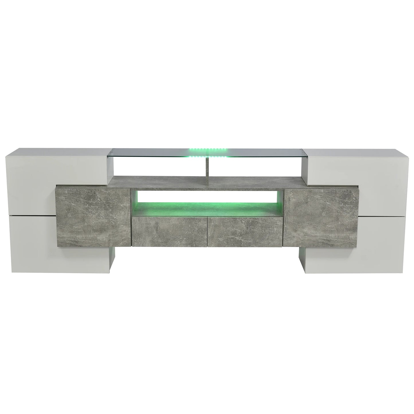 Tv-Meubel – Tv-Kastje – Tv-Dressoir – Meubel – Hoogglans Wit – Ingebouwde LED-Verlichting – 200 Cm Breed