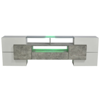 Tv-Meubel – Tv-Kastje – Tv-Dressoir – Meubel – Hoogglans Wit – Ingebouwde LED-Verlichting – 200 Cm Breed