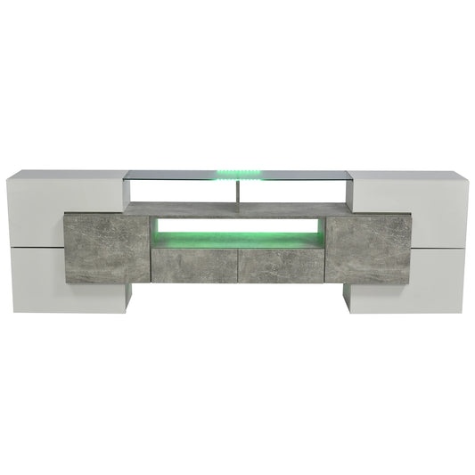 Tv-Meubel – Tv-Kastje – Tv-Dressoir – Meubel – Hoogglans Wit – Ingebouwde LED-Verlichting – 200 Cm Breed