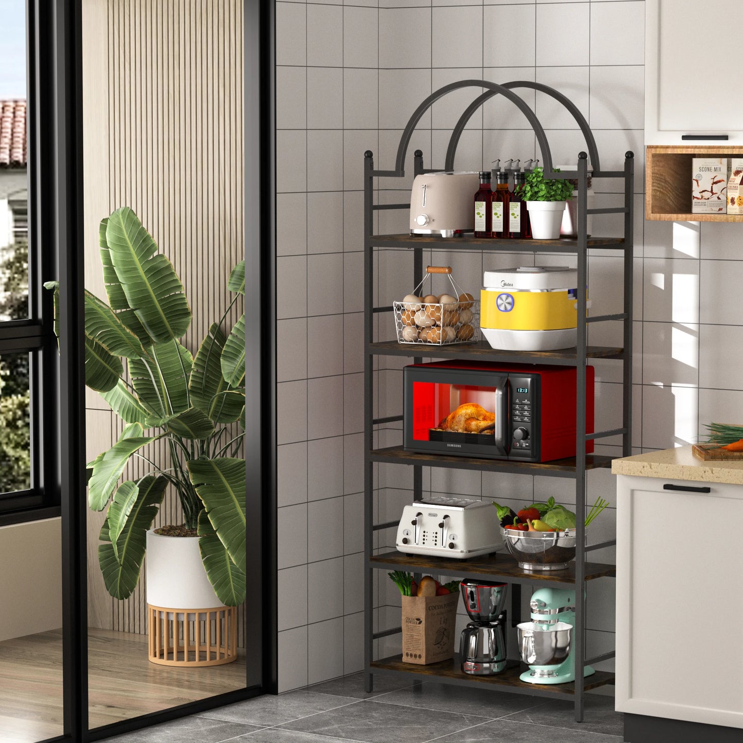 Boekenrek - Boekenkast - Kast - 5-Tier Boekenkasten - Kasten Woonkamer - Metaal Plantenstandaard - Ladder Boekenkast Keuken Opbergplank - Bloempot Display Rek -  voor Tuin, Balkon