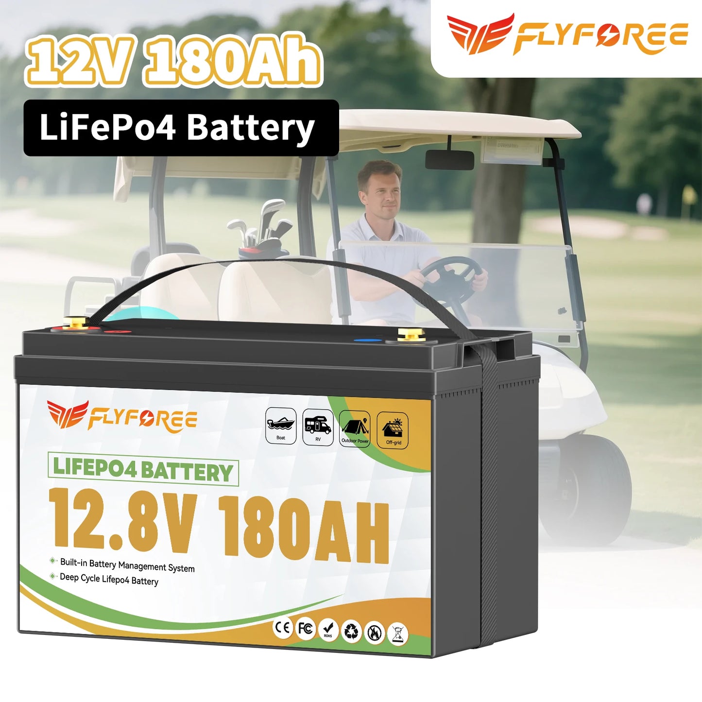 Lithium Accu – LiFePO4 Accu – Lithium Batterij – Camper Accu – Boot Accu – 12V 180Ah Capaciteit – 8000+ Cycli Met BMS Veiligheidssystemen