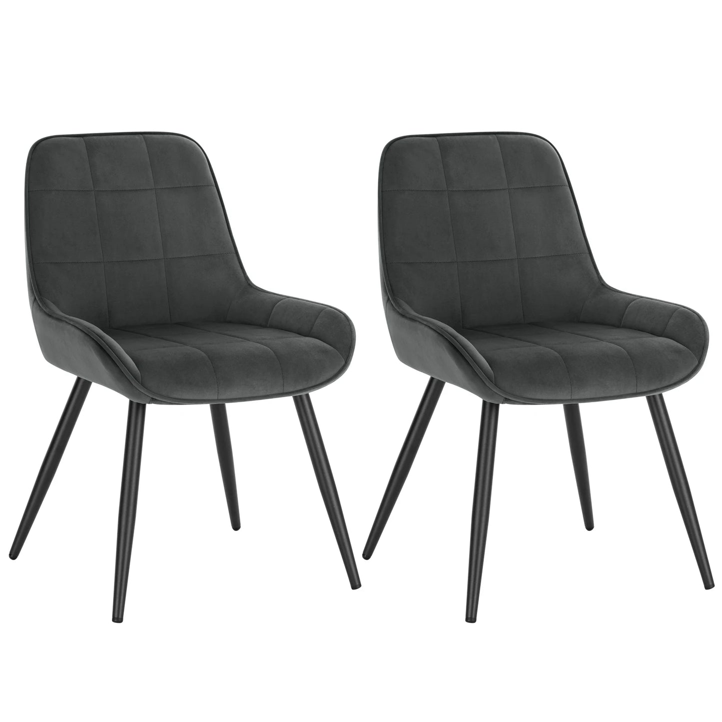 Eetkamerstoelen – Stoelen – Dining Stoelen – Keukenstoelen – Scandinavische Stoelen – Set van 2 Donkerbruine Fluwelen Stoelen – Ergonomisch Design – Stevig Metalen Frame