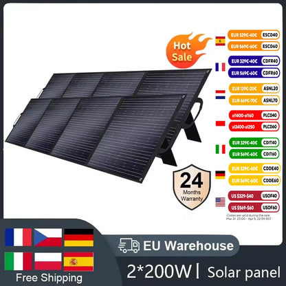 SOLARPLAY Foldable and Portable Solar Panel  400W (2*200w) Solar Battery Charger Outdoor Emergency Backup Power For Powerstation