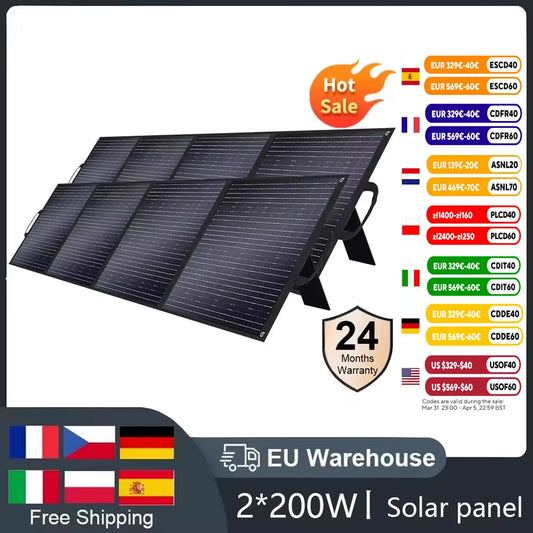 SOLARPLAY Foldable and Portable Solar Panel  400W (2*200w) Solar Battery Charger Outdoor Emergency Backup Power For Powerstation