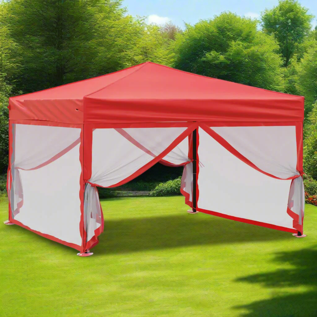 Vouwtent – Opvouwbare Tent – Partytent – Zonnetent – Water- En UV-Bestendig – Stevig Stalen Frame - 3x3 m -  Rood