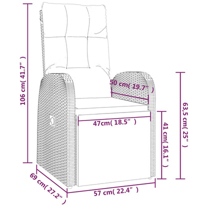 Verstelbare Tuinstoel – Loungestoel – Balkonstoel – Strandstoel – PE-Rattan – Verstelbare Rugleuning – Comfortabel Kussen