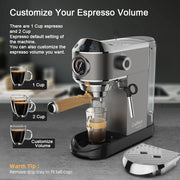 Koffiemachine - Koffiezetapparaat - Koffiemachine capsule - Semi-automatisch - Koffie machine- espresso machine - 1.1 L - Silver