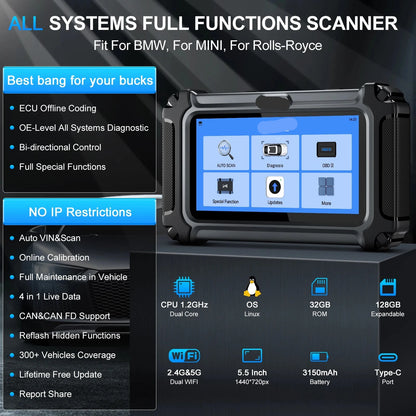 Diagnose Tool – Diagnosetester – Auto Scanner – ECU Programmer – Systeemscan – 25+ Functies – Levenslange Updates