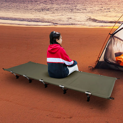 Opvouwbaar Campingbed met Draagtas – Inklapbaar Veldbed & Ligbed – 190x65x15 cm – Lichtgewicht Kampeerbed – Stevig Klapbed – Legergroen – Voor Outdoor & Vakantie