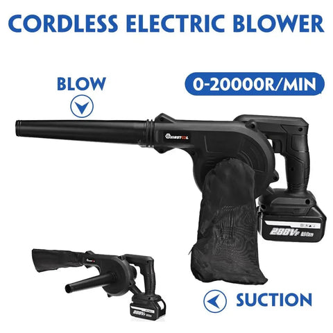 Elektrische - luchtblazer - en - Stofzuiger - Handblazer - 1500W - Volume - Schakelaar vast te zetten - Afneembare blaaspijp en stofzak - 3m lange kabel - Inclusief 2 batterijen - Handig! - QUORE