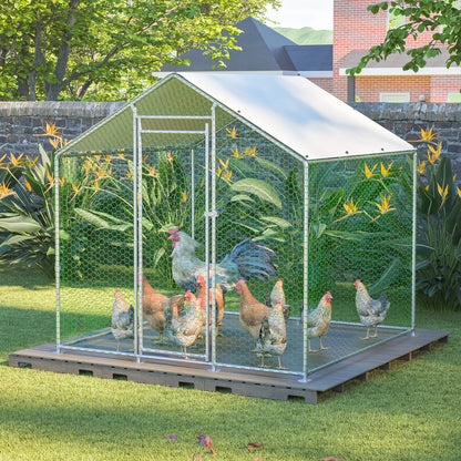 Kippenren – Buitenverblijf – Dierenren – Pluimveerun – 2x2x2 Meter – Verzinkt Staal – Waterdicht PE Dak