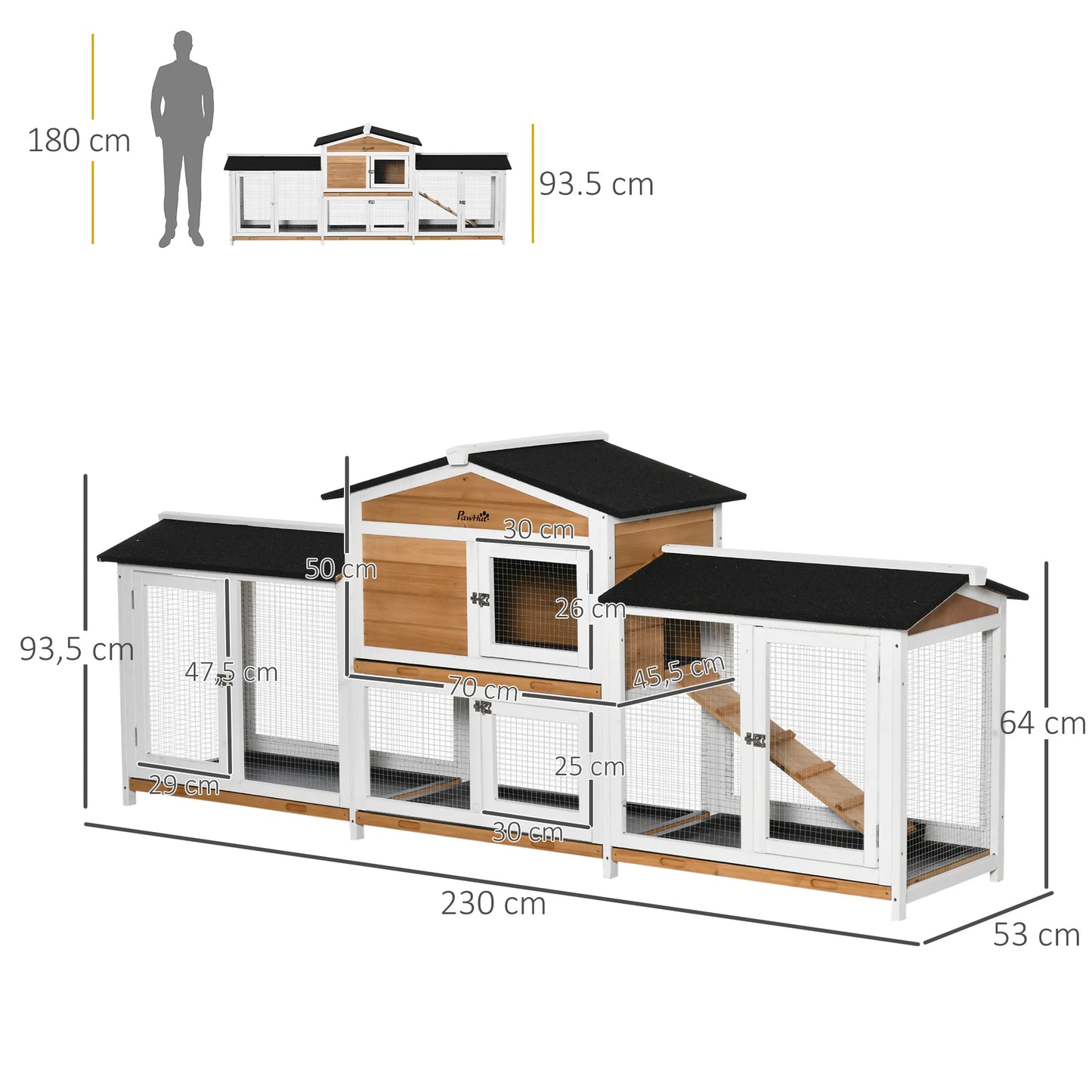 Buitenren Voor Kleine Huisdieren – Buitenhok – Konijnenren – Knaagdierren – Dierenverblijf – Stevige Houten Constructie – Inclusief Speelruimte