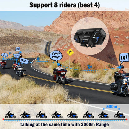 Motorfiets Intercom - Helm Intercom - MotorfietsHelmHeadset - Bluetooth Helm Intercom - Helm - Motorfiets Accessoires - 2PCs - 8 Riders - Draadloze Bluetooth Headset Intercomunicador Moto Interphone BT5.0 - QUORE