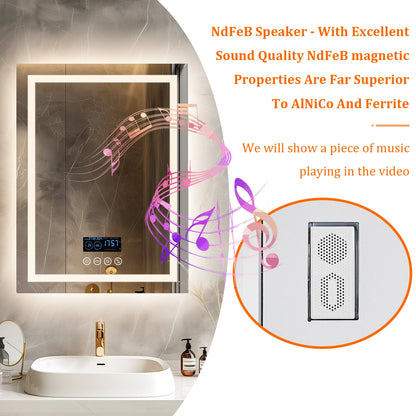 LED Badkamerspiegel Vierkant – Spiegelbadkamer – Make-up Spiegel – Badkamerverlichting – Bluetooth Spiegel – 60x80 cm – Anti Condens – Touch Bedienbaar