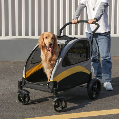 Hondenbuggy - Hondenwagen - Fietskar - Hondenkar - Wandelwagen - Opvouwbare - Huisdierenwagen met 4 Wielen, tot 55 kg Draagvermogen - Ideaal voor Reizen & Wandelen - Groot