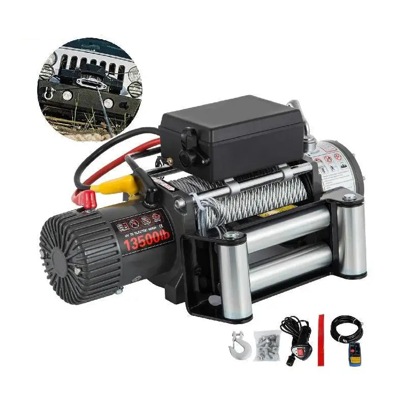 Lier - Takel - Kabeltakel - Elektrische - Kettingtakel - 12V DC - 6125Kg - met 28m Stalen Kabel en Draadloze Afstandsbediening - Voor Auto, Trailer, Offroad en ATV