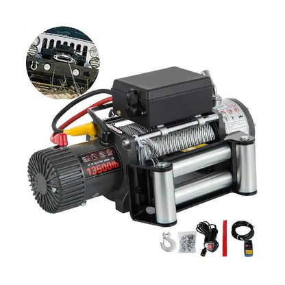 Lier - Takel - Kabeltakel - Elektrische - Kettingtakel - 12V DC - 6125Kg - met 28m Stalen Kabel en Draadloze Afstandsbediening - Voor Auto, Trailer, Offroad en ATV