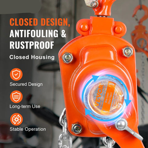 Manual Chain Hoist - Chain Hoist - Pulley - Wire Rope Hoist - 0.25T5FT - Manual Lever Chain Hoist - G80 Galvanized Carbon Steel with Weston Double Claw Brake