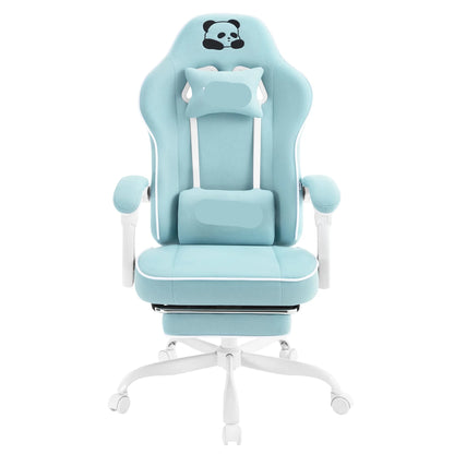 Ergonomische Gaming- En Bureaustoel – Comfortabele Stoel – Mesh Bureaustoel – Met Voetensteun – Verstelbare Kussens – Sterk Metalen Frame - Lichtblauw
