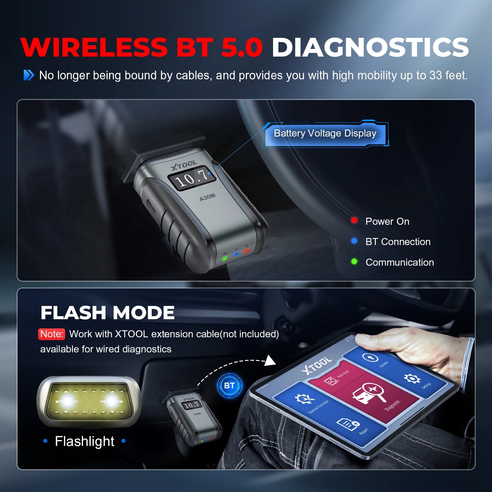 OBD2 Scanner – Auto Diagnosetool – Foutcode Lezer – Voertuig Diagnostiek – Bluetooth Adapter – 26+ Onderhoudsfuncties – Draadloos Met Gratis Updates - QUORE