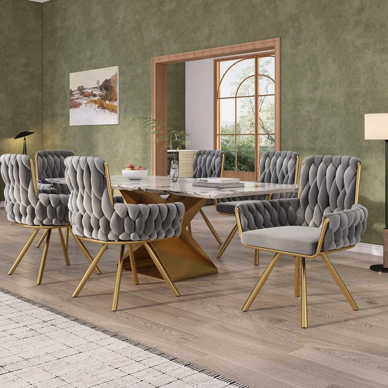 Draaibare eetkamerstoel – Velvet stoel – Bureaustoel – Armstoel – Salonstoel – Lichtgrijs – Luxe velvet bekleding – 360° draaibaar