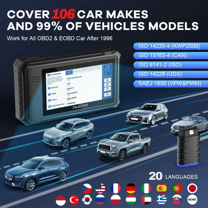 Professionele Auto Diagnosetool – OBD Scanner – Systeemscanner – Auto Foutcodelezer – Diagnosescanner – 28 Resetfuncties – Wi-Fi Updates - QUORE