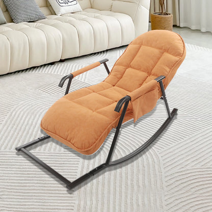 Schommelstoel – Relaxstoel – Fauteuil – Loungestoel – Voedingsstoel – Verstelbare Rugleuning – Tech Stof En Stalen Frame – Comfortabele Gevuld Zitvlak – Oranje - QUORE