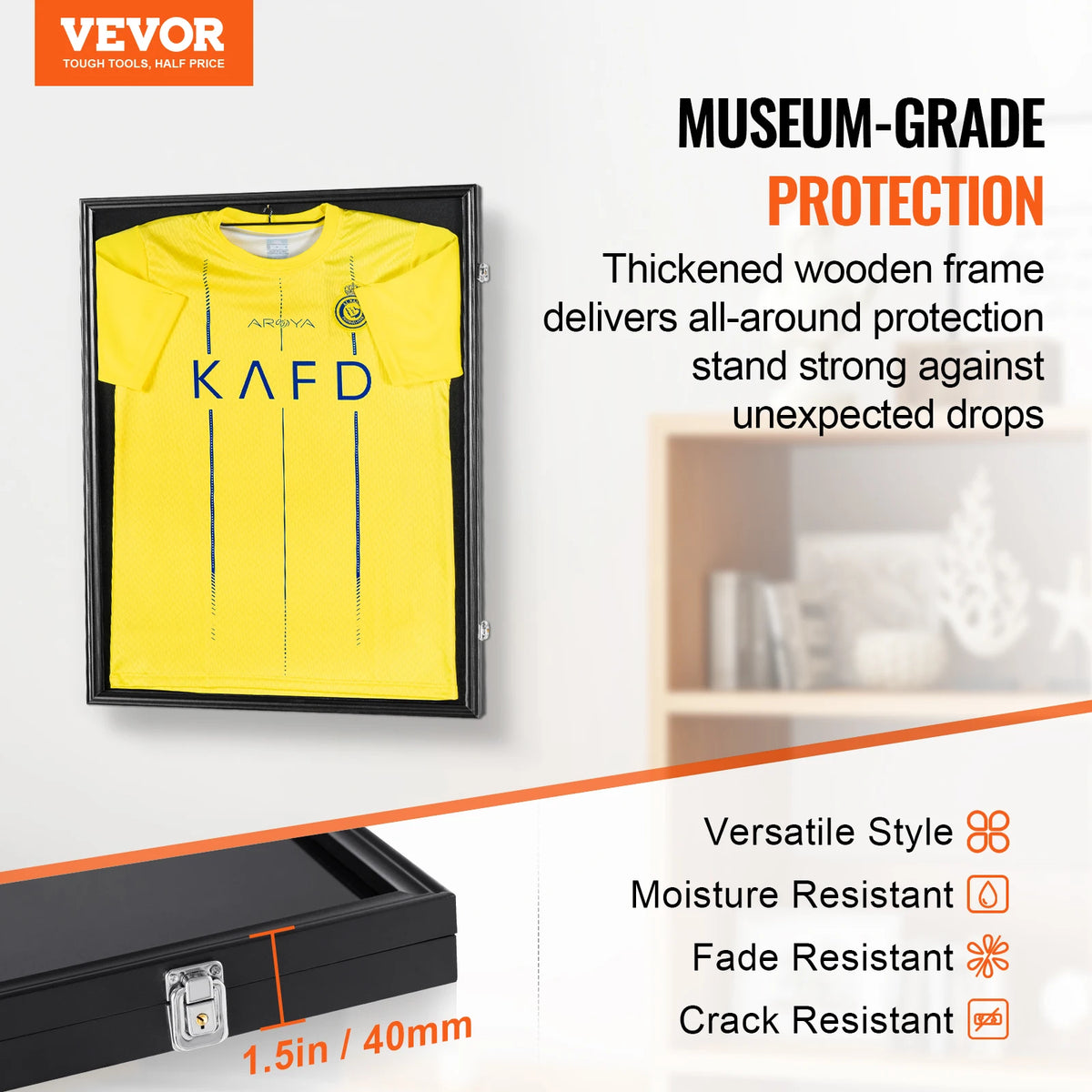 Vevor - Displayframe - display frame organizer - Grote afsluitbare sport schaduwdoos - 98% UV-bescherming PC glas en hangers - QUORE