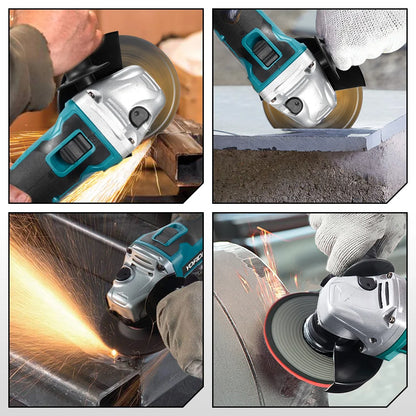 Accu Haakse Slijper - 125 mm - Draadloos Slijptol - 18V - Brushless Motor - 8500 RPM - 3000W - 3 Snelheden - Voor Slijpen - Snijden - en Polijsten - Compact en draagbaar - 2 Accu's met 1 Lader
