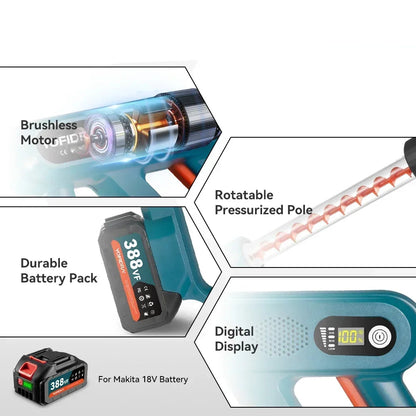 Hogedrukreiniger - Terrasreiniger - Accu - Elektrische - Elektrische Waterdrukspuit - 220Bar - 5-in-1 - 3 Snelheden - Draadloos Spuitpistool - Inclusief 1 Accu’s – voor Auto, Tuin en Terras