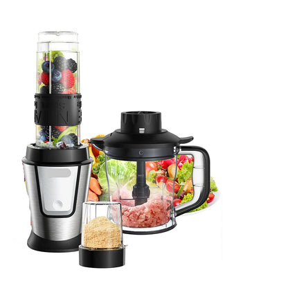 3-in-1 Multifunctionele Foodprocessor - Blender - Nutribullet - Smoothie Maker - Hakmolen - Droogmolen - 700W - QUORE