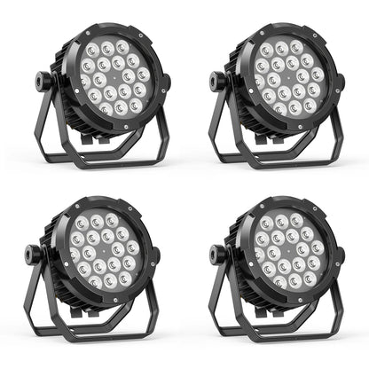 LED Stageverlichting – LED Par Lampen – DJ Verlichting – Feestverlichting – Podiumlicht – Set van 4 – 150W per Licht – Waterdicht IP65 – RGBWA+UV Kleurenmix