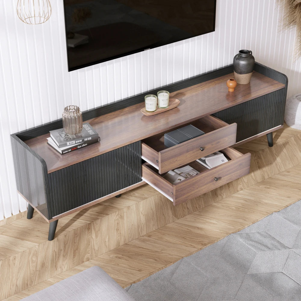 Tvmeubel – TV-Kast – Televisiemeubel – Media Kast – Entertainment Center – Zwart Houtlook – Geschikt Voor 40-49 Inch TV