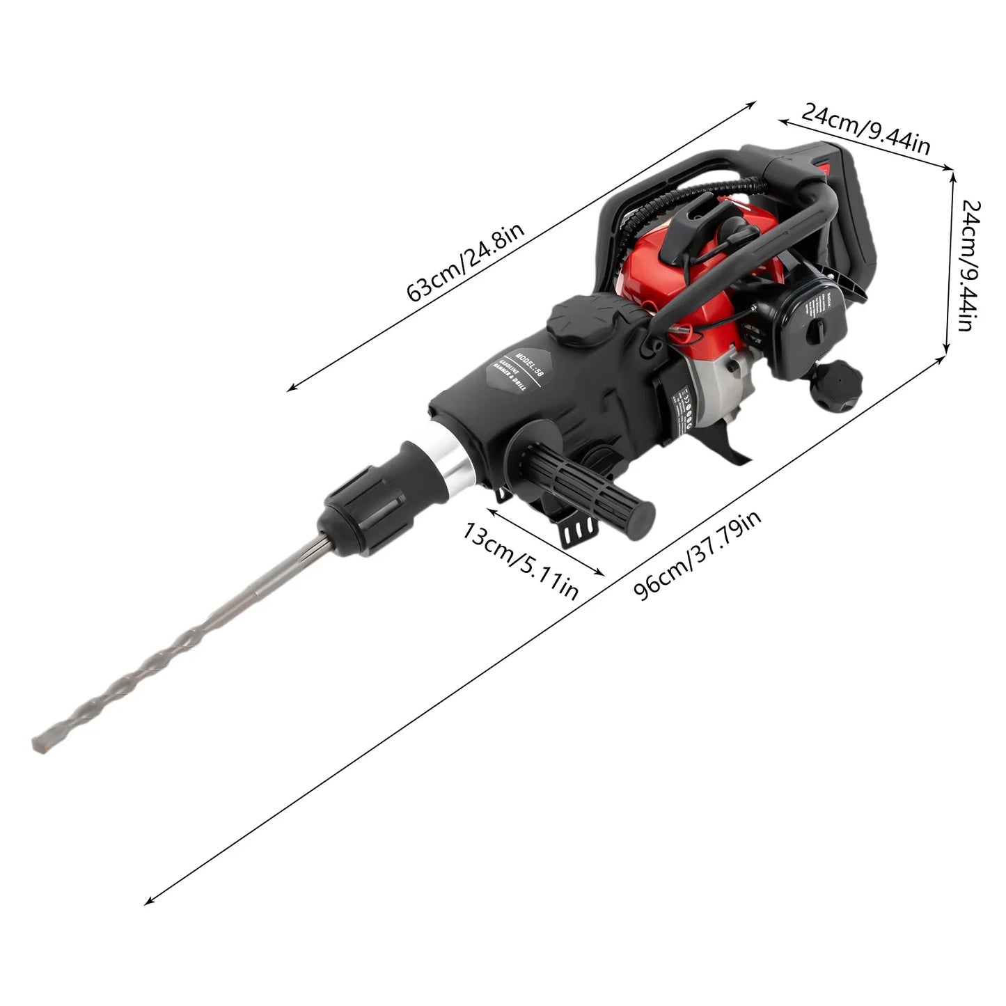 Benzine Sloophamer – Breekhamer – Hamerboor – Sloopbeitel – Krachtige Boorhamer – 1000W Motor – 30J Impactenergie