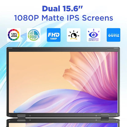 Draagbare Monitor – Opvouwbare Monitor – Dubbele Monitor – Mobiele Monitor – Laptop Scherm – 15,6 Inch – Full HD IPS – 360° Draaibaar & Opvouwbaar