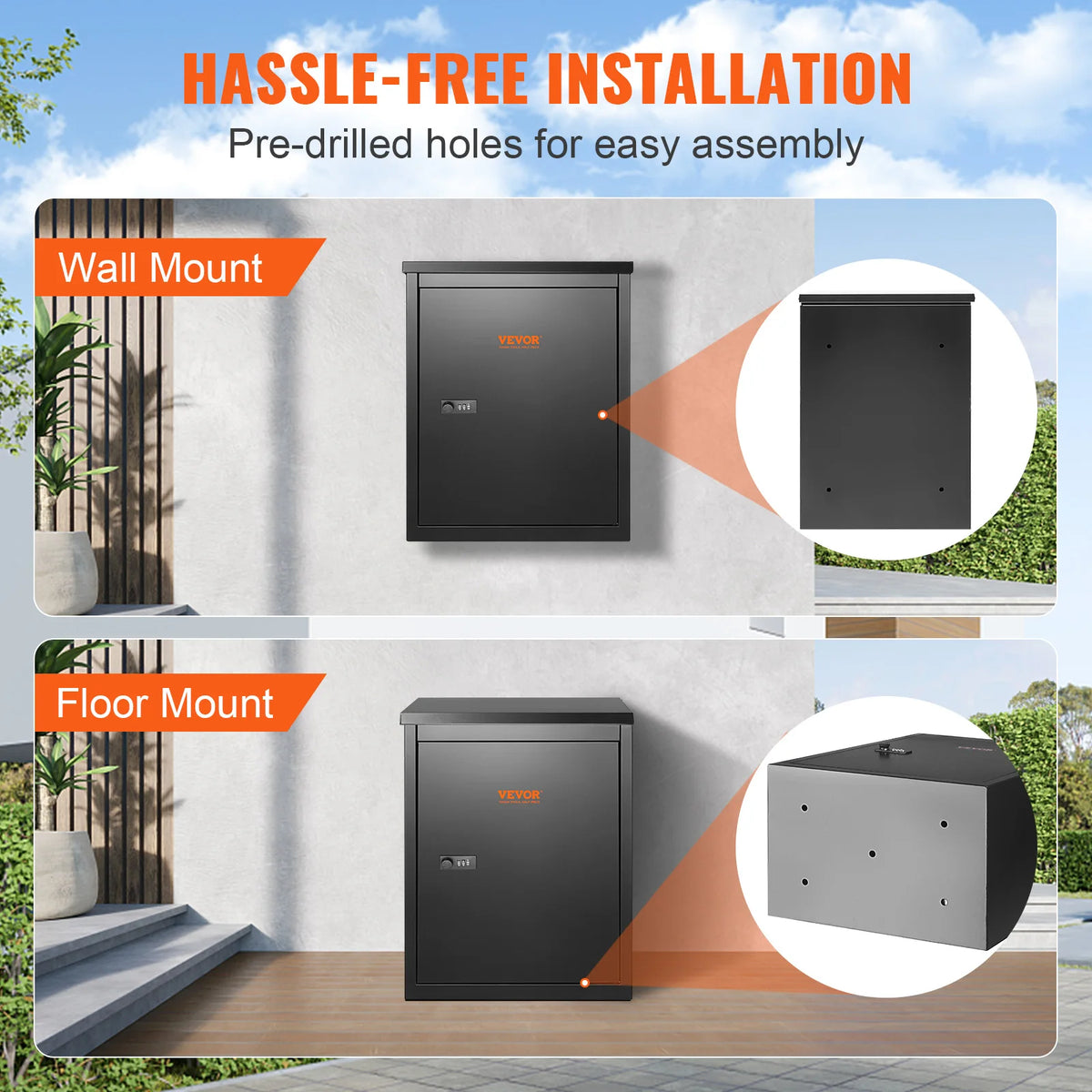 Letterbox - Parcel mailbox - Wall mailbox - Parcel box - Drop Box for postal parcels - Post Drop Box - Hanging Parcel Box - Standing Parcel Safe - Waterproof Parcel Box - 44 inch - with Coded Lock Anti-Theft Bracket for Porch Curb
