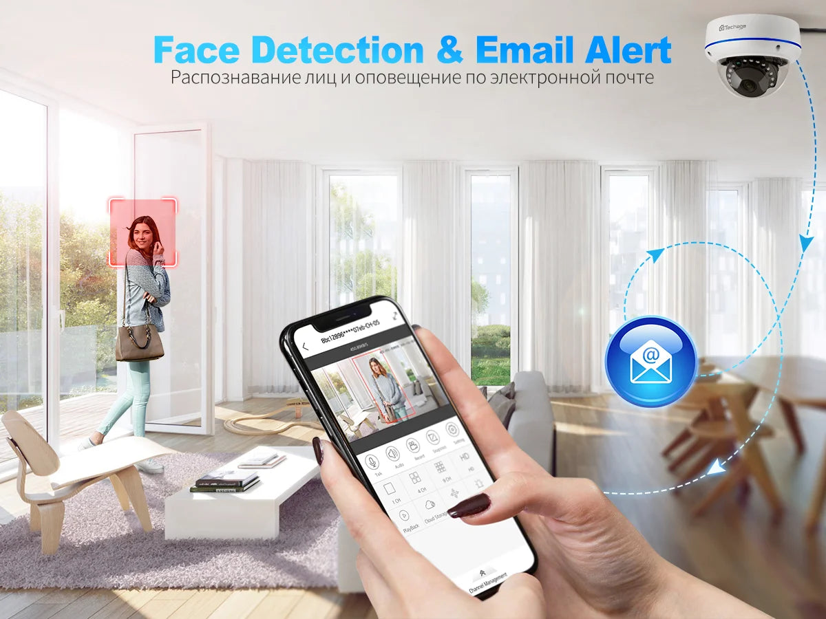 Techage 8CH 5MP POE Camera System H.265 8CH PTZ Dome Camera Human Detection CCTV Video Home Security Surveillance Set PT825G-50P