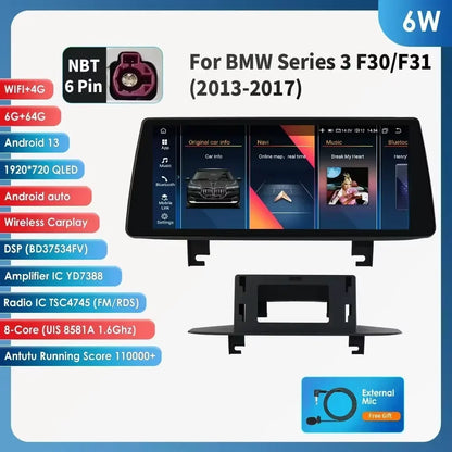 Hizpo 2 Din Car Radio for BMW 3 BMW 4 Series F30 F31 NBT Audio Multimedia Player CarPlay Android Auto GPS Bluetooth WIFI FM RDS