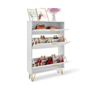 Shoe rack - Shoe cabinet - 3 folding drawers - 80 x 23.9 x 120 cm - P2 chipboard - iron - white