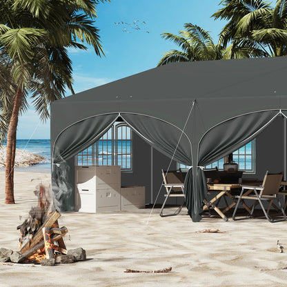 Paviljoen - Tuinpaviljoen - Partytent - Tuintent - Pop-up Kliksysteem - Stabiel - Vouwtent - Opvouwbaar - Weerbestendig - met 6 Zijwanden - 50+UV-Bescherming - voor Tuin - Buiten - Achtertuin - 210D Oxford - 3 x 6 m - Grijs - QUORE