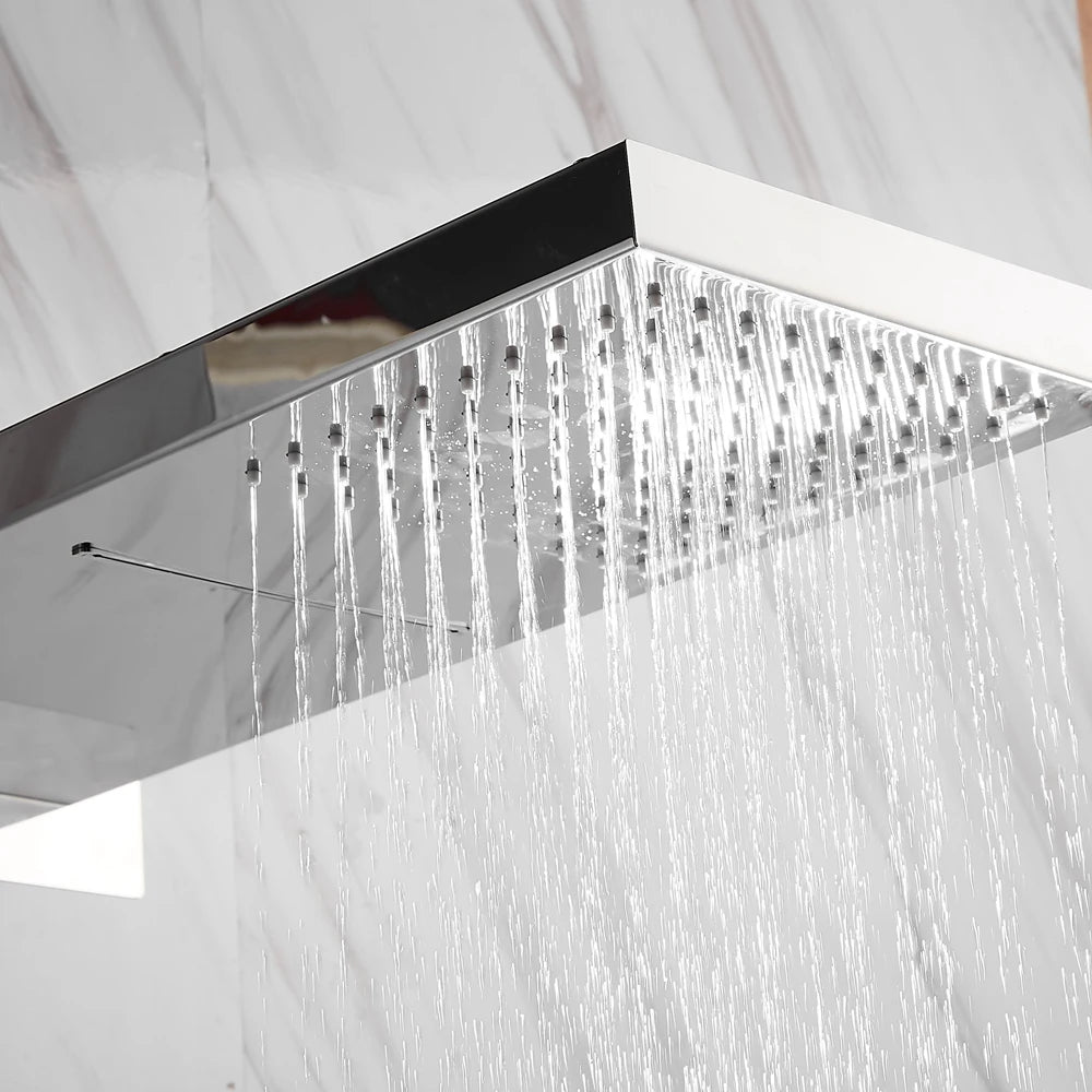 Douche - Regendouche - Douchewand - Douchekolom - Douchepanelen - Inbouw Digitale Douche Set - 3-Weg Thermostatische Regendouche met LED Display - Zilver