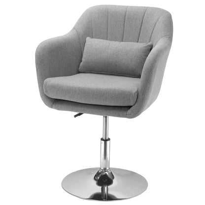 Draaistoel – Bureaustoel – Eetkamerstoel – Accentstoel – Verstelbare Zithoogte – 360° Draaibaar – Ademend Linnen - 60 x 60 x 79-91 cm - Grijs