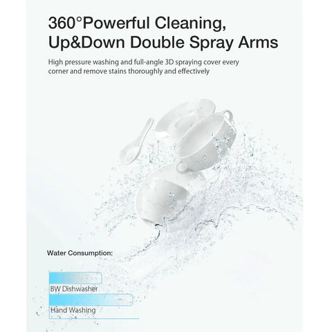 Dishwasher - Freestanding - Smart Table Dishwasher - Cutlery Basket - For Home Kitchen - 50Hz - 900W - 220V-240V - APP Control - Intelligent - Dishwasher Machine for Kitchen - White