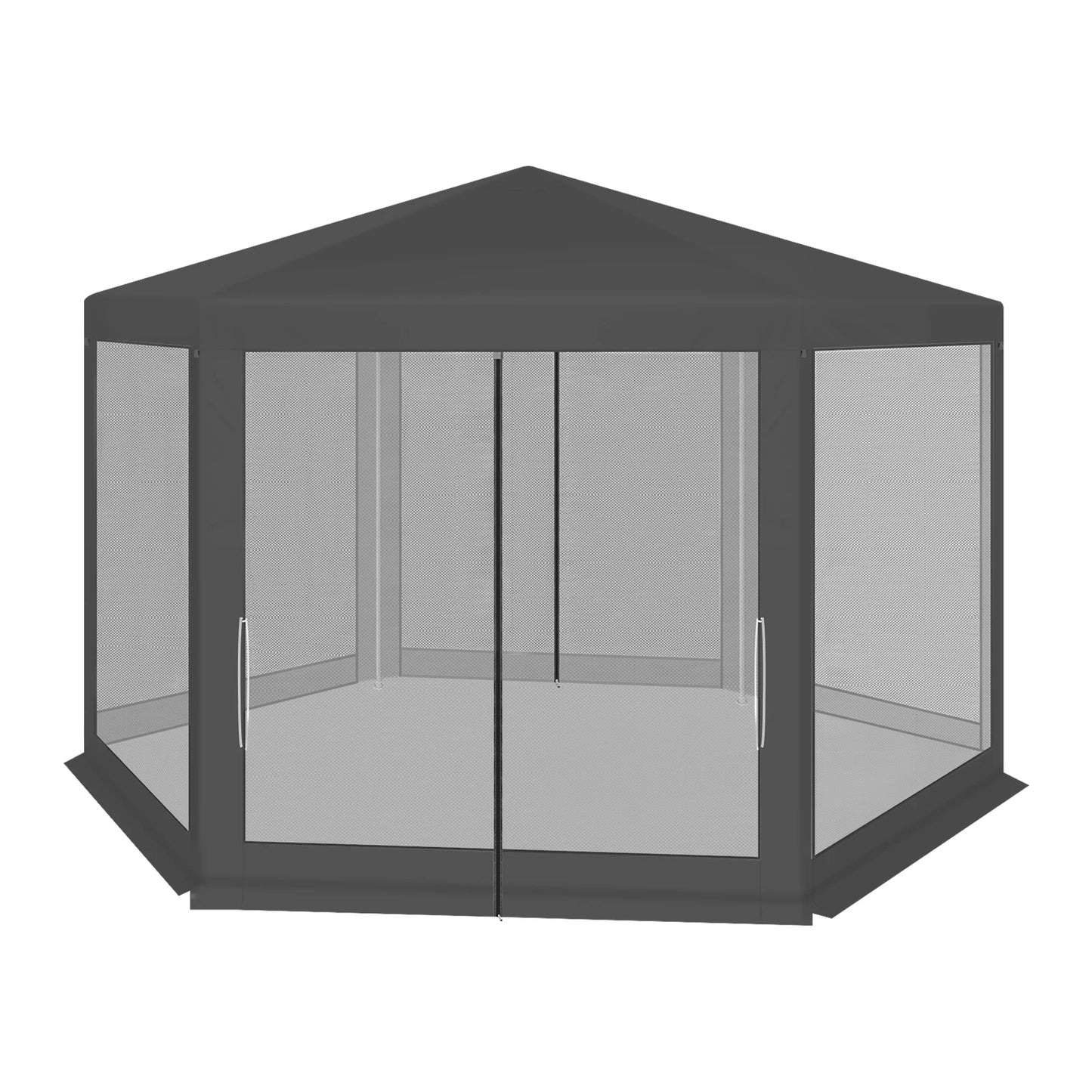 Tuinpaviljoen – Tuinkoepel – Tuintent – Schaduwdoek – Insectennet – 3.8x3.3 Meter – Waterafstotende 210D Oxford Stof - Donkergrijs