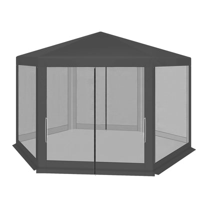 Tuinpaviljoen – Tuinkoepel – Tuintent – Schaduwdoek – Insectennet – 3.8x3.3 Meter – Waterafstotende 210D Oxford Stof - Donkergrijs