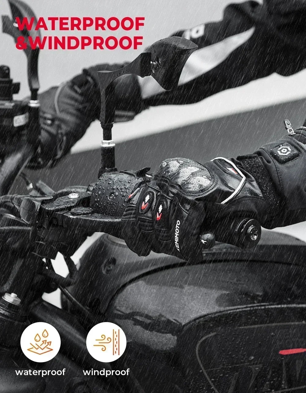 Heated Gloves - Electric Gloves - Winter Leather Gloves - Rechargeable Heated Gloves - Waterproof Gloves - Winter Moto Heated Gloves - For Motorcycle, Ski Camping - Leather - Large