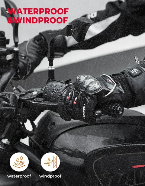 Heated Gloves - Electric Gloves - Winter Leather Gloves - Rechargeable Heated Gloves - Waterproof Gloves - Winter Moto Heated Gloves - For Motorcycle, Ski Camping - Leather - Large