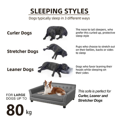 Hondenbed - Hondenkussen - Sofa Mat - Microfiber Lederen Hoes - 96x72x40 cm - voor Grote Honden - met Verwijderbaar Kussen
