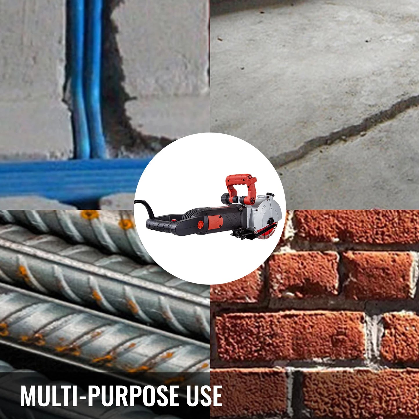 Muurfrees - Beton Cutter - 6500RPM - Steenzaag - Groefsnijmachine - Power Tools Set - 4800W - met 133mm Cirkelzaagbladen - Stofafzuiging - Slijpschijven - Multi-purpose Use - Zwartoranje