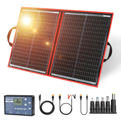 Zonnepanelen - Opvouwbaar Zonnepaneel - Zonne Energie - 100W - met 12V Controller Kit - Waterdichte - Draagbaar en Compact voor Kamperen, Outdoor en Noodstroom - QUORE
